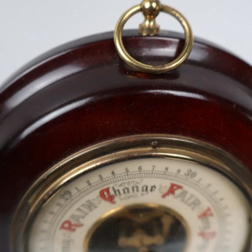 Early Old Wooden Barometer 6